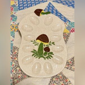 1970s Vtg Merry Mushroom Deviled Egg Tray Beautiful Condition
